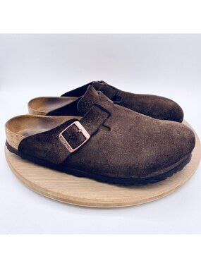 Birkenstock Shoes Womens 10 41 Brown Suede Slip On Boston Clogs Slides